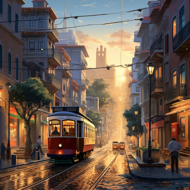 Urban Reverie Cityscape in PixarStyle Digital Art