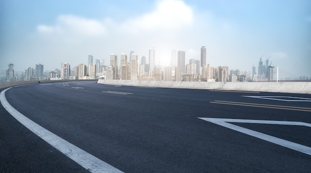 Urban road and Chongqing building landscape skyline

