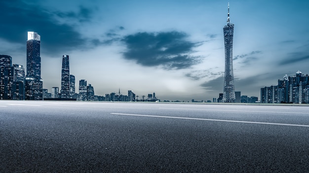 Urban road and Guangzhou architecture landscape skyline