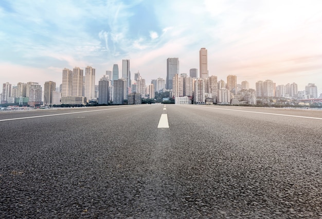 Urban road square and skyline of architectural landscape in Chongqing