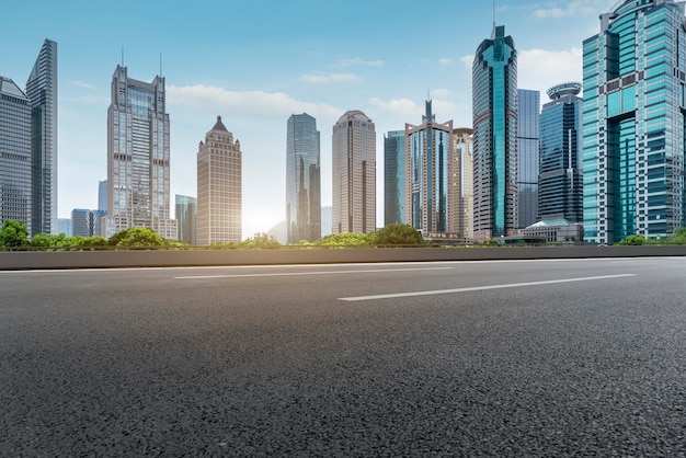 Urban roads and modern buildings  in Lujiazui Financial District, Shanghai