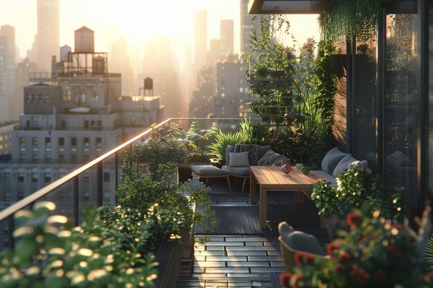 Urban rooftop garden as an extension of living spa