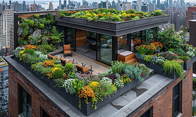 Photo urban rooftop oasis