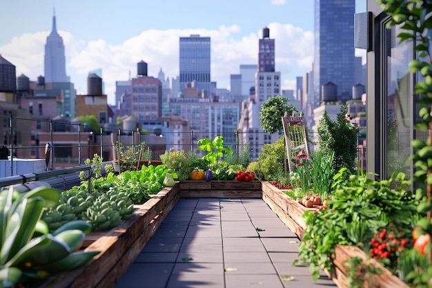 Photo urban rooftop vegetable and herb garden sanctuarie