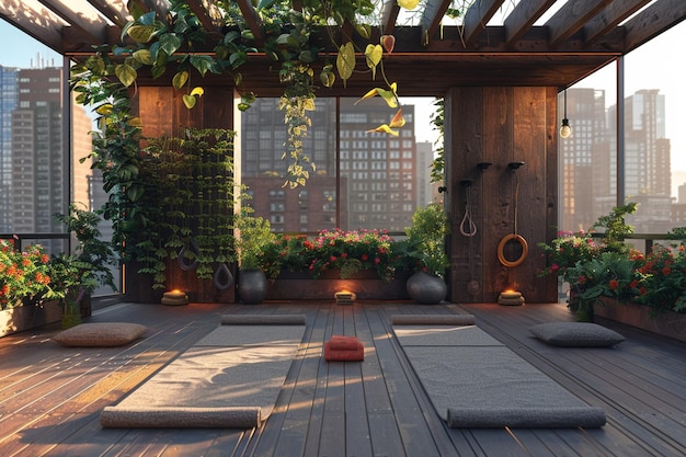 Urban rooftop yoga and meditation spaces octane re