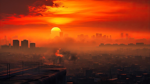 Urban Rooftops Against Dusk Skies