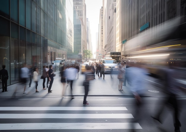 Photo urban rush business people on the move in a crowded city generative ai