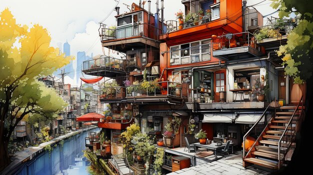 Urban sketching illustrations of famous cities