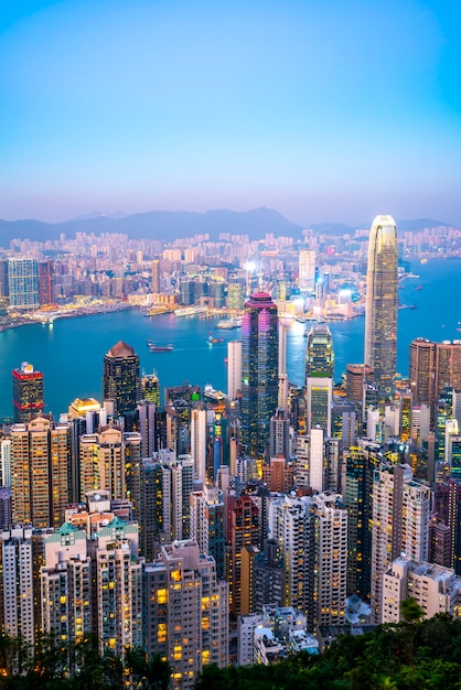 Urban Skyline and Architectural Landscape Nightscape in Hong Kong