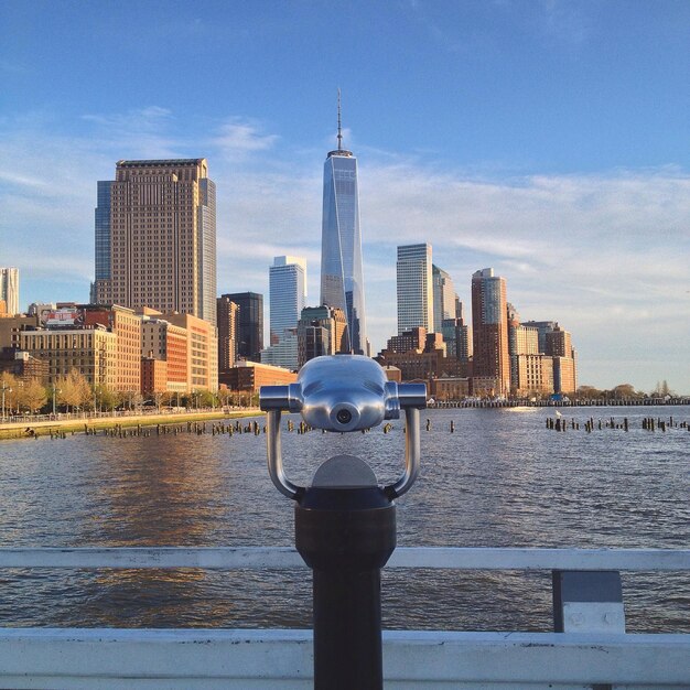 Urban skyline viewed through observation point