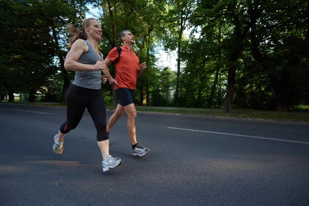 urban sports healthy couple jogging