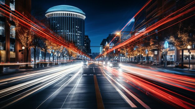 Foto sinfonia urbana affascinanti scie luminose notturne ia generativa