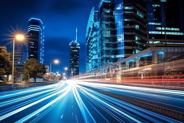 Urban traffic road with cityscape