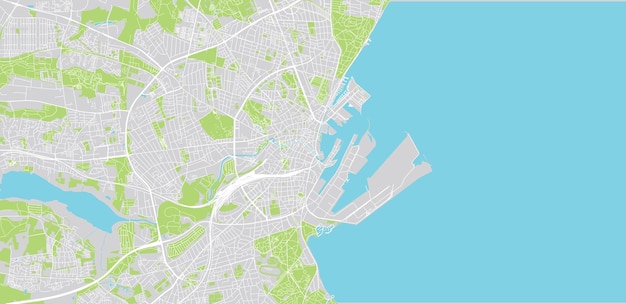 Photo urban vector city map of aarhus denmark