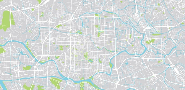 Городская векторная карта города Фошань, Китай