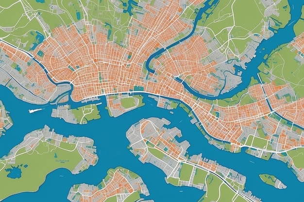 Urban vector city map of skien norway europe