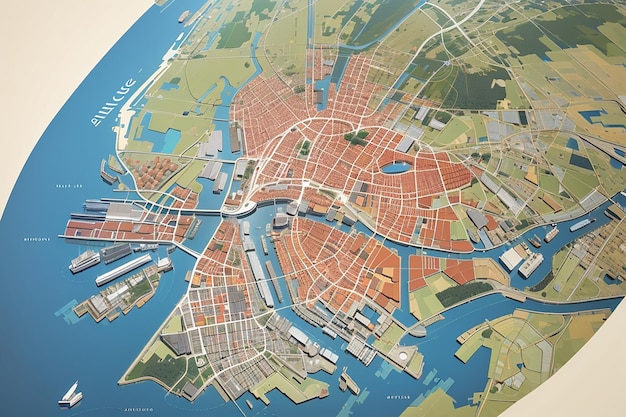 Photo urban vector city map of skien norway europe
