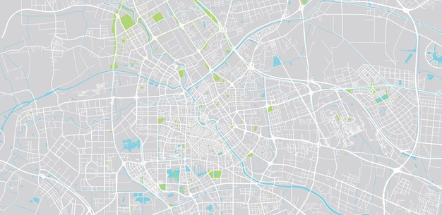 Urban vector city map of Tianjin China