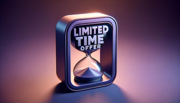 Photo urgent countdown 3d hourglass with limited time offer label