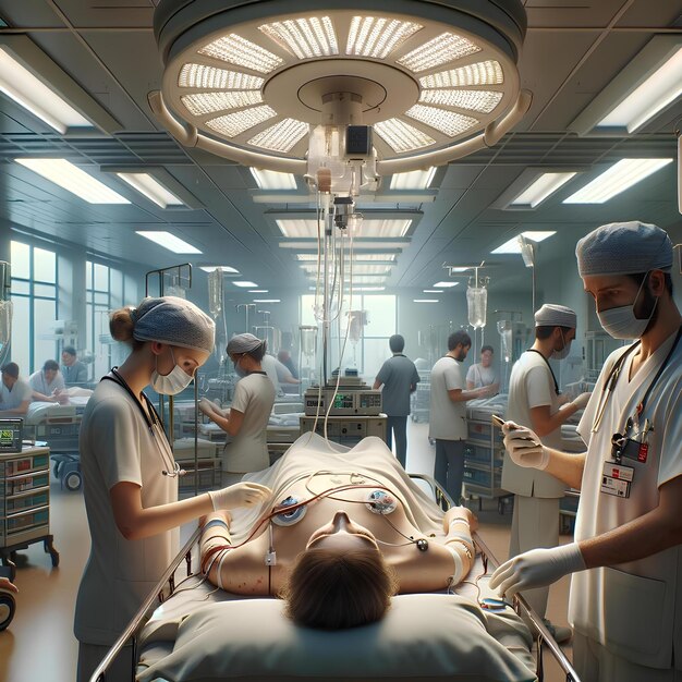 Urgent Medical Care in a Busy Hospital Operating Room