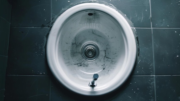 A Urinal in a Bathroom With a Dirty Floor