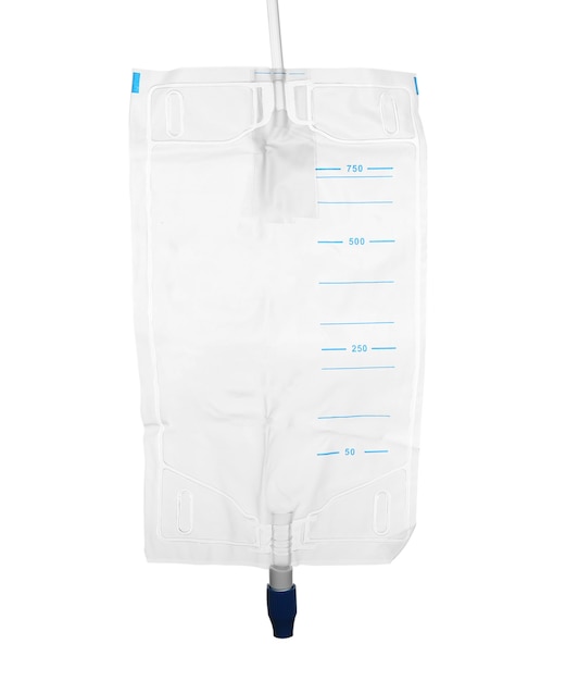 Urine collection bag isolated on white