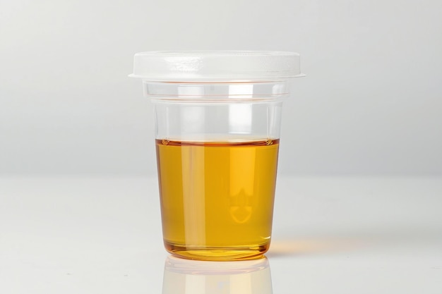 Photo urine specimen cup on white background