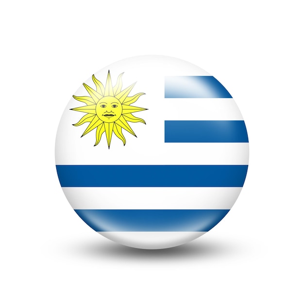 Uruguay country flag in sphere with white shadow - illustration