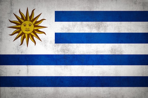 Uruguay flag with grunge texture.