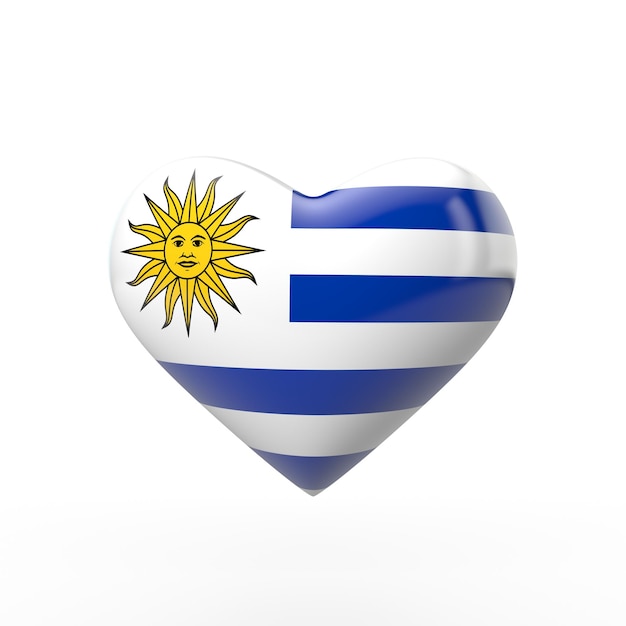 Rendering 3d della bandiera del cuore dell'uruguay