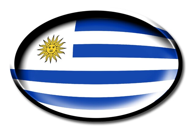 Photo uruguay round country flag on white background