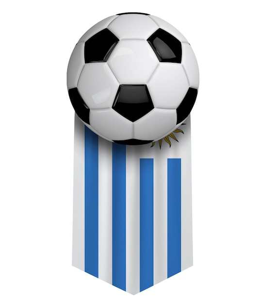 Uruguay voetbal vlag doek hangende banner 3D-rendering