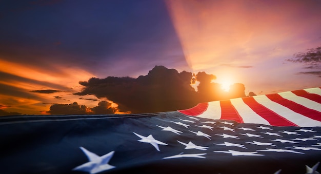 米国 アメリカ国旗 米国戦没将兵追悼記念日、退役軍人の日、労働者の日または独立記念日のお祝い