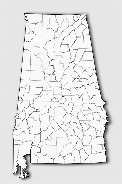 Foto stato americano dell'alabama stato degli stati uniti della contea di alabama mappa contorno su sfondo bianco