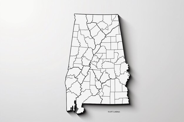 Photo us american state of alabama usa state of alabama county map outline on white background