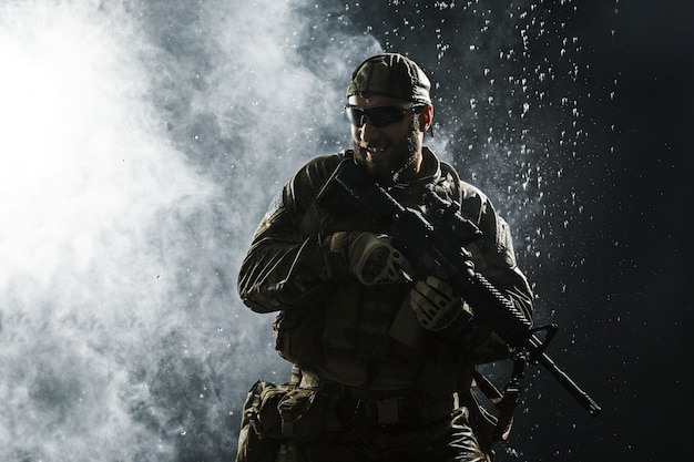 US Army soldier in the rain