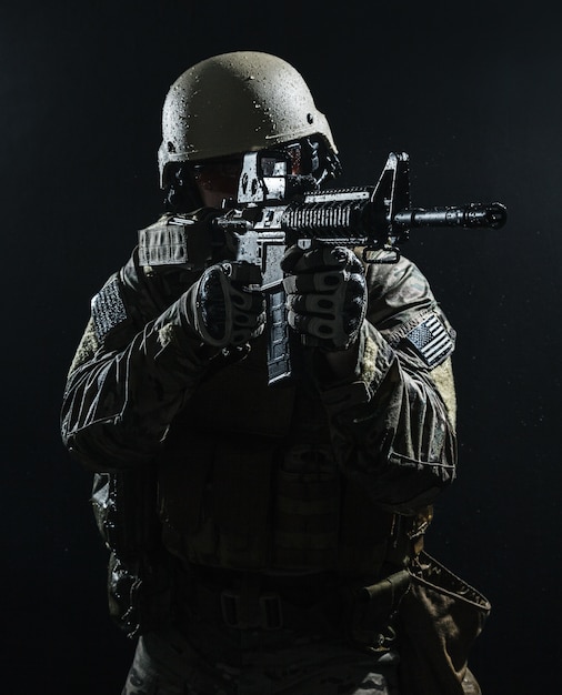 US Army soldier in the rain