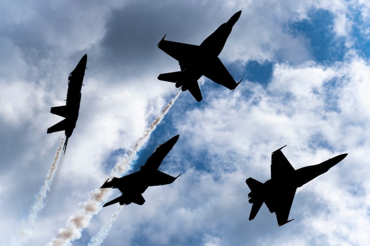Photo us blue planes perform in air show