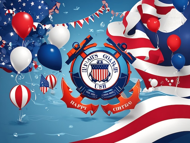 шаблон фона дня рождения береговой охраны США Праздничный концептуальный фон