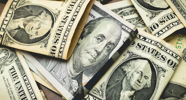US Dollar bills in close-up photo