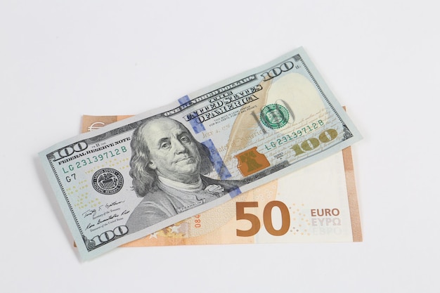 US dollar and Euro banknote money