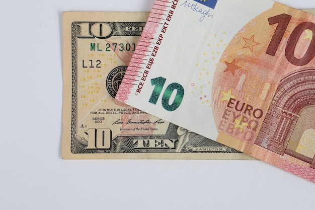 US dollar and Euro banknote money