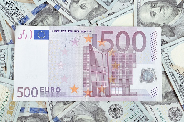 US dollar and Euro banknote money