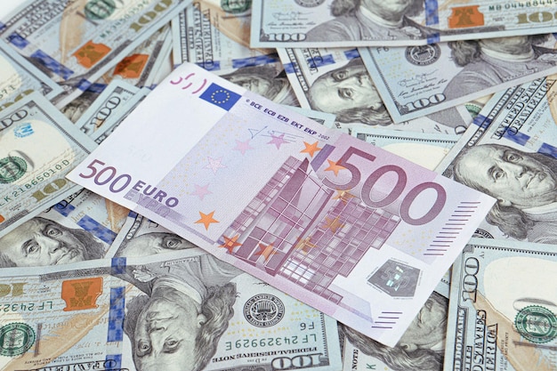 US dollar and Euro banknote money