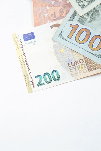 US dollar and Euro banknote money