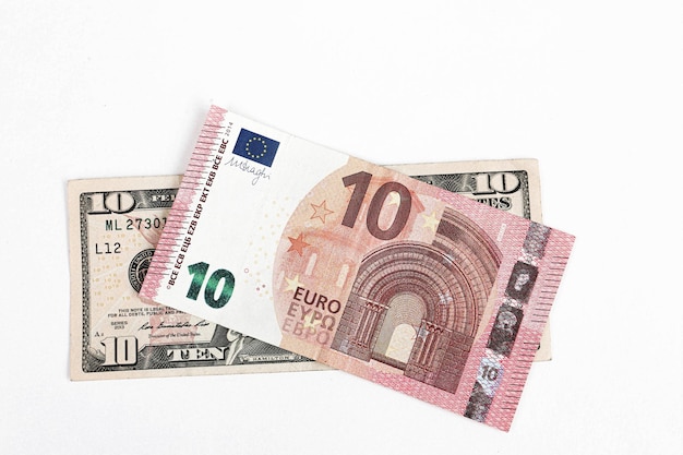 US dollar and Euro banknote money