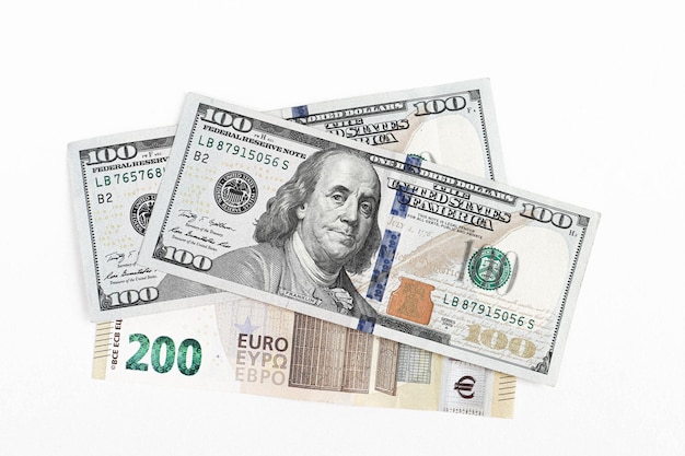 US dollar and Euro banknote money