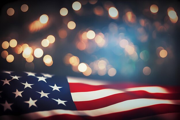 US flag over bokeh background Generative ai