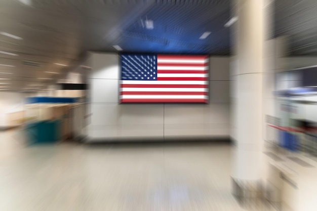 Us Flag Is On The Wall The Effect Of Blurred Movement