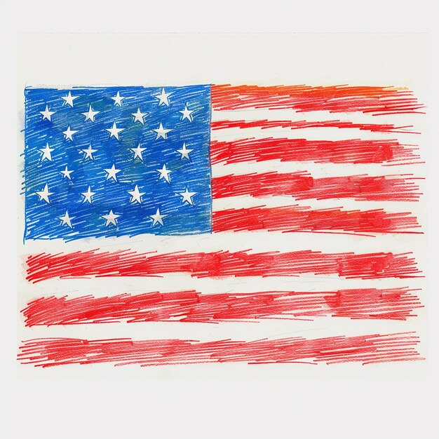 Photo us flag united states national flag drawing on white background